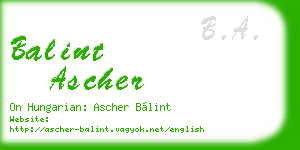 balint ascher business card