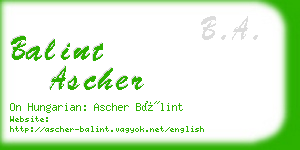 balint ascher business card